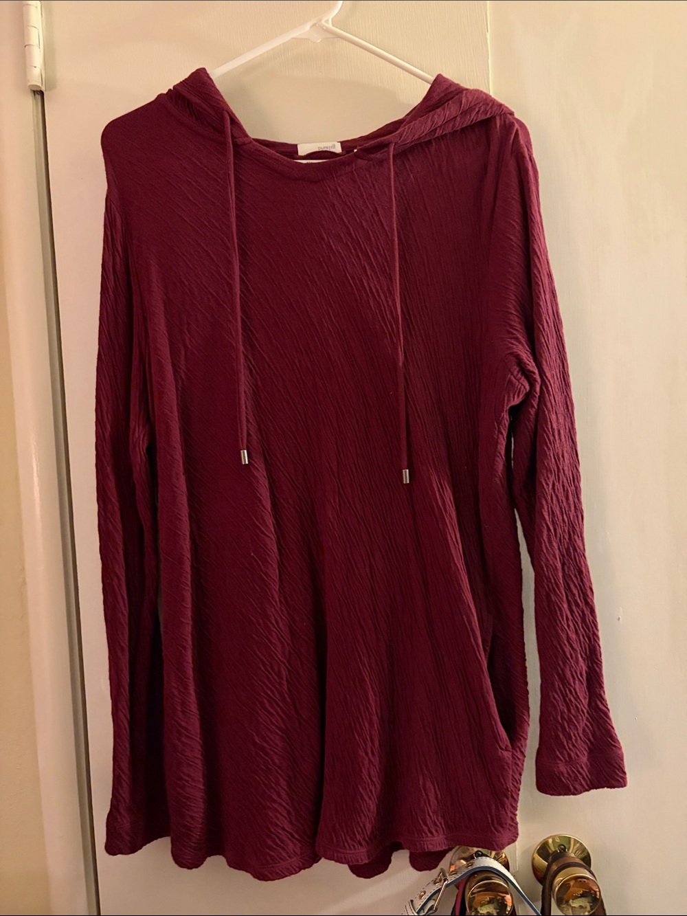 J. Jill Burgundy Hooded Long-Sleeve Top